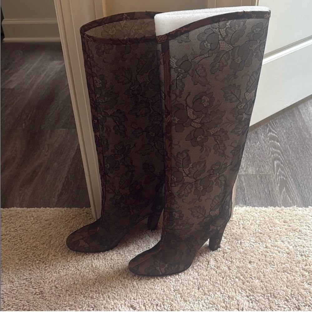 Valentino Garavani Black Lace Heeled Boots